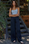 Black full length cami shown flat from the front