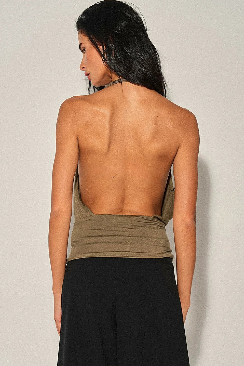 Beaded Open Back Halter Top