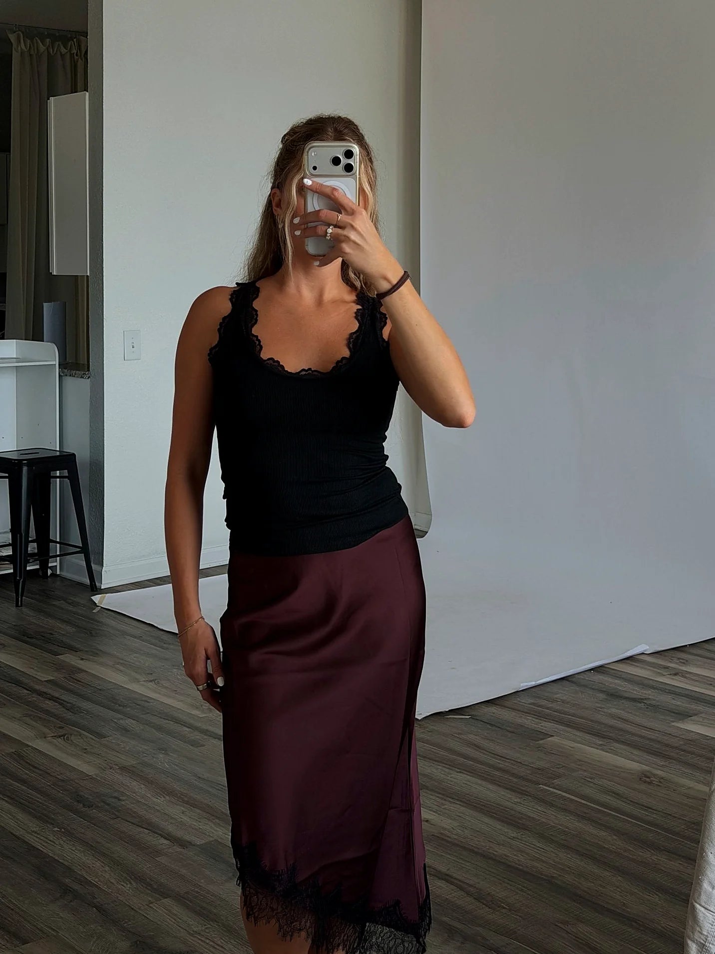 Back view of the black tank top