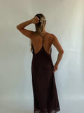 Brown polka dot midi dress with thin adjustable straps