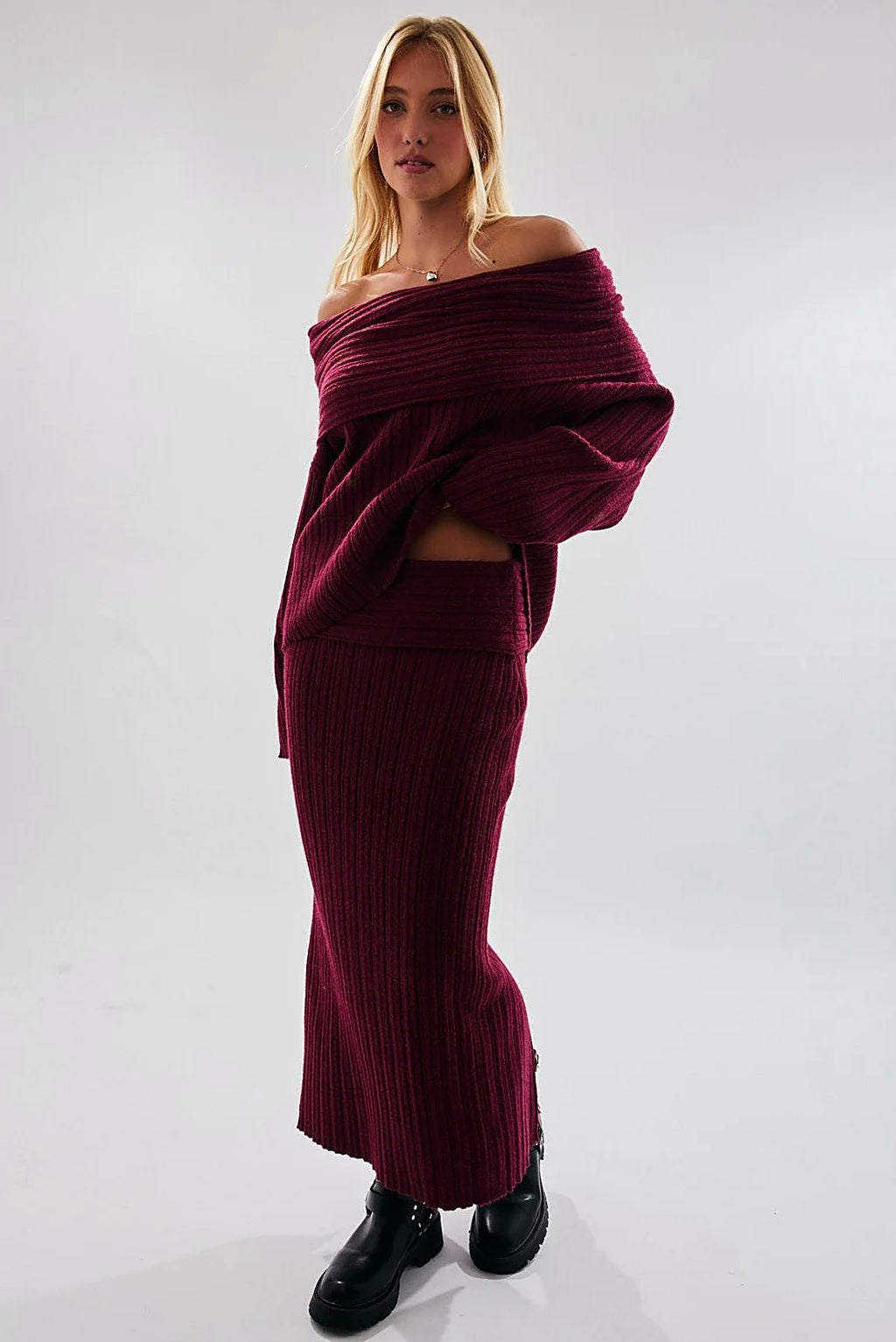 Full length view of the maxi skirt falling to the floor