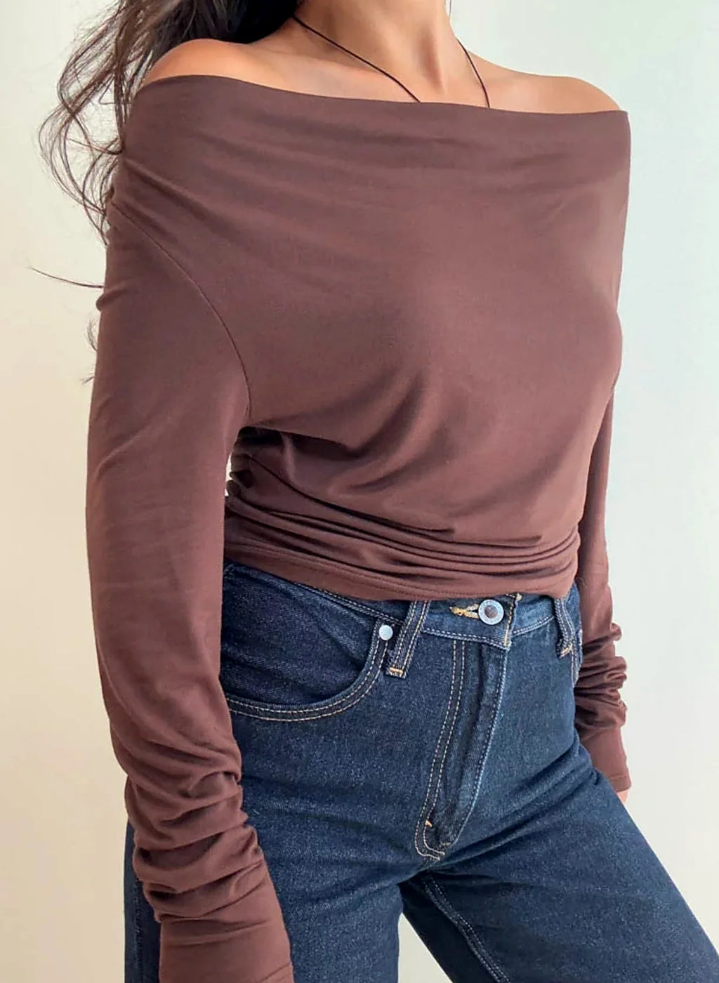 The drape of the fabric shown from the side