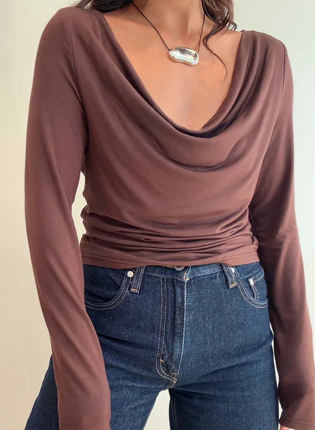 Cowl Neck Long Sleeve Top