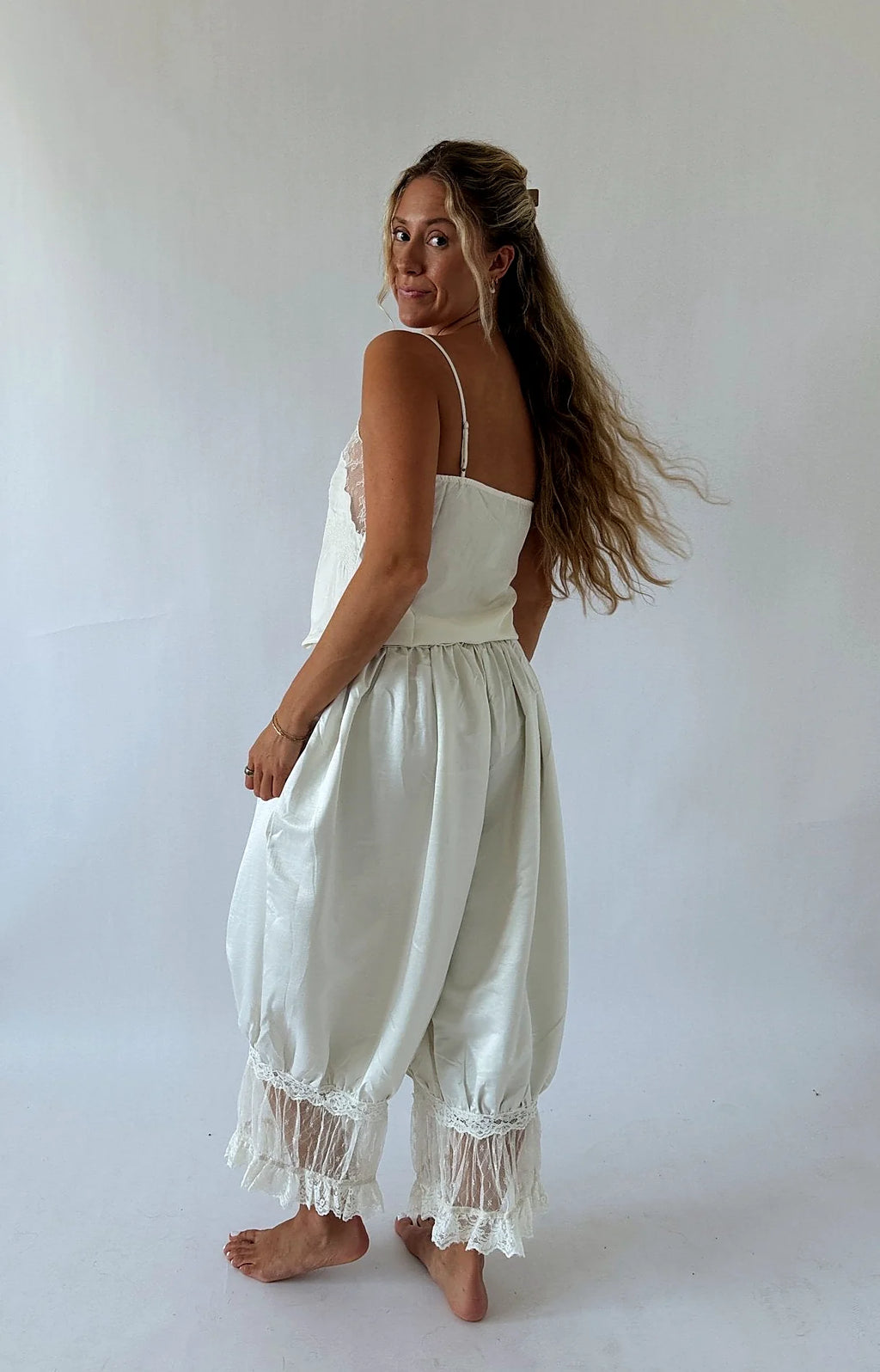 Cream Satin Lace Cami Top