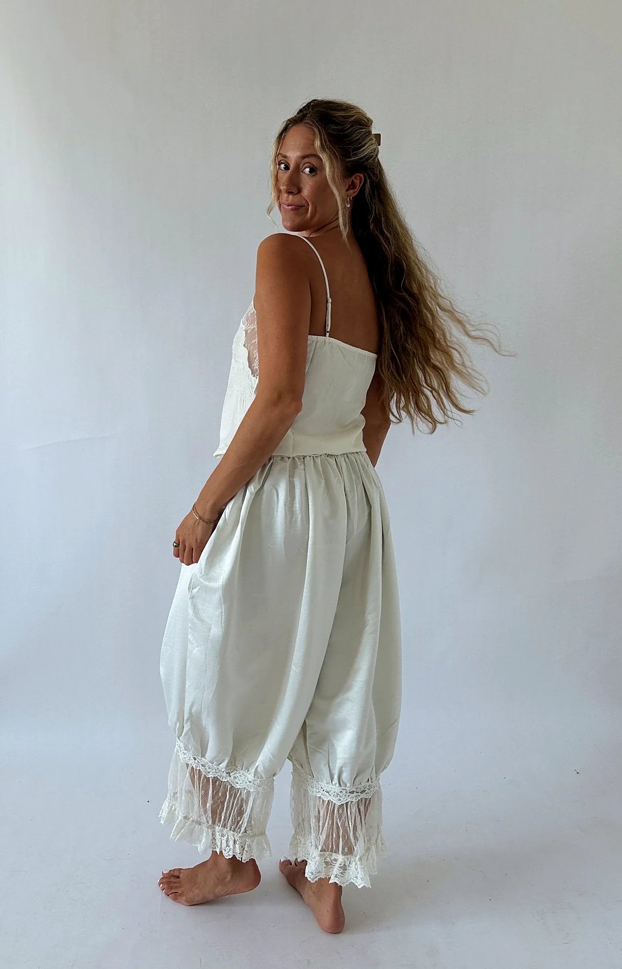 Cream Satin Lace Cami Top