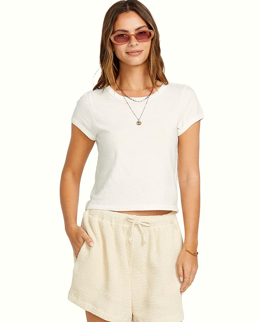 Plain white cotton tee shown flat from the front