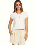Plain white cotton tee shown flat from the front