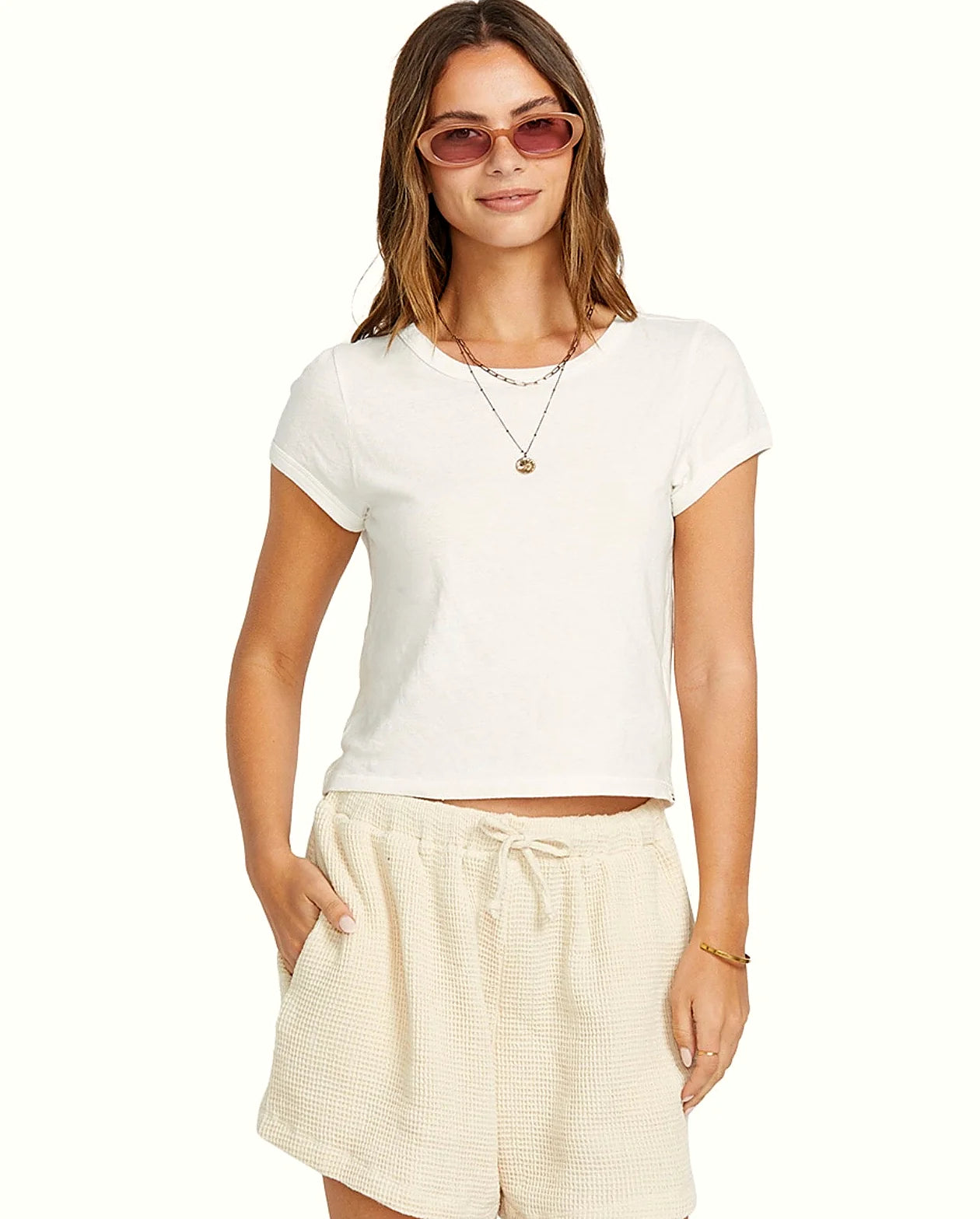 Plain white cotton tee shown flat from the front