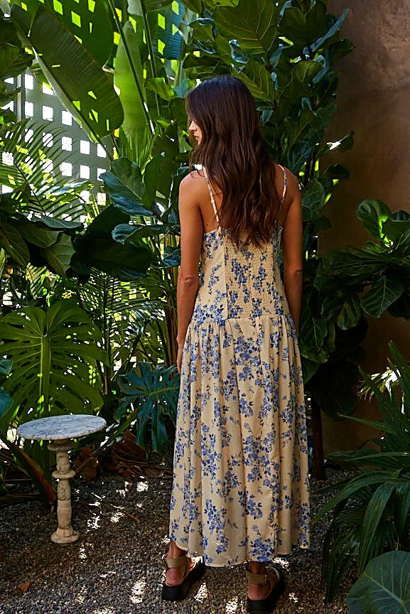 The full length of the floral maxi dress