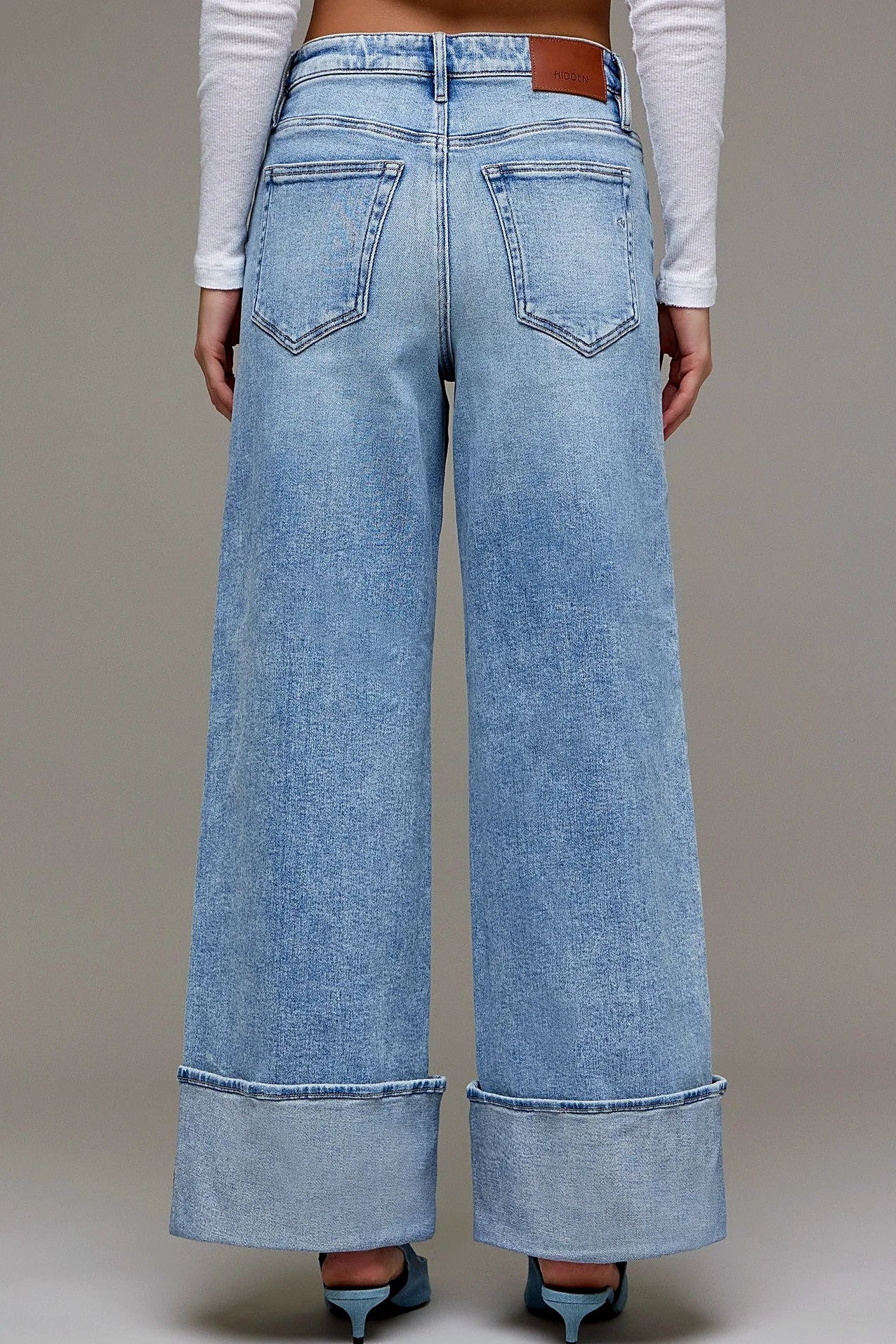 Back view of the high rise jeans