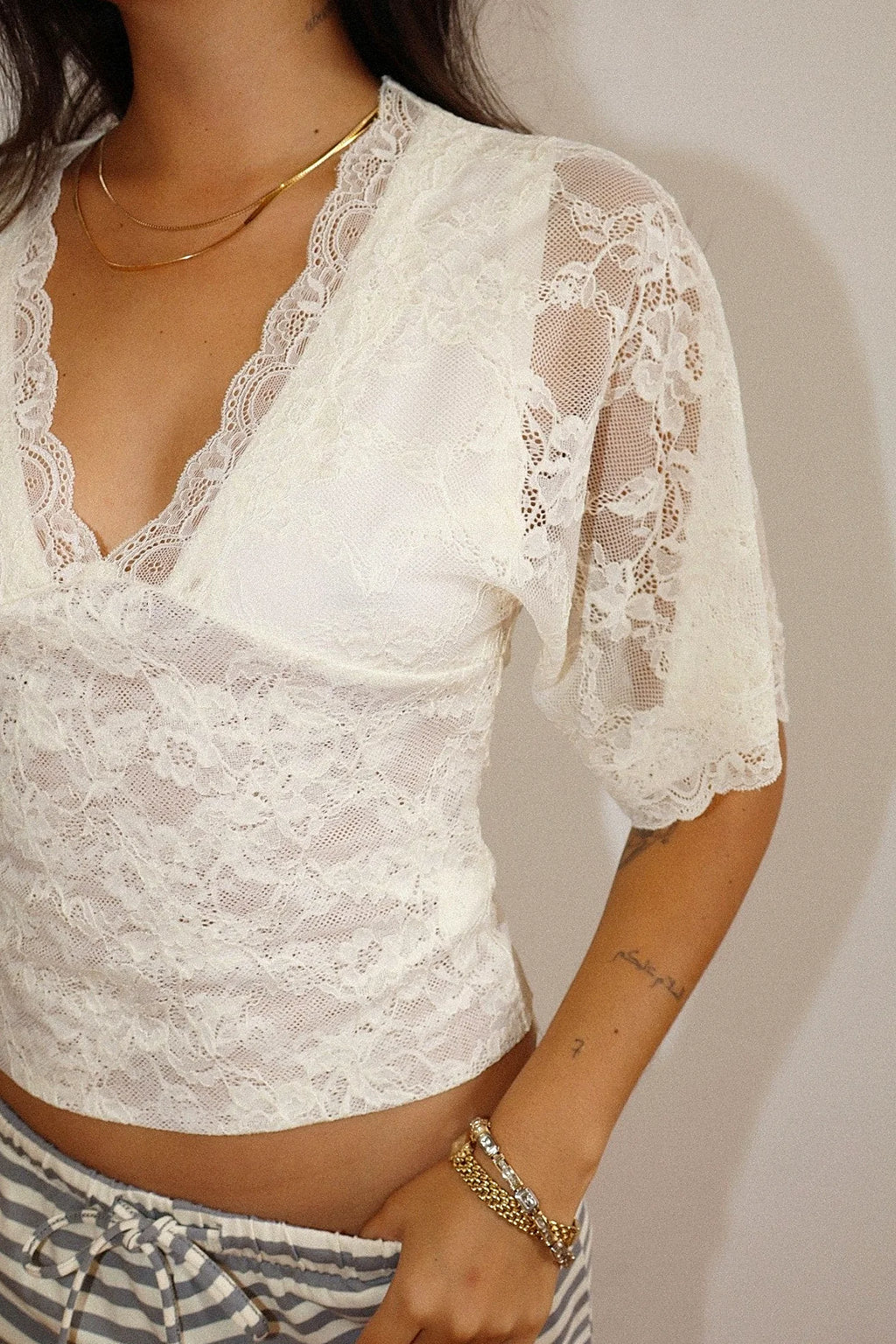 Lace Plunge Top