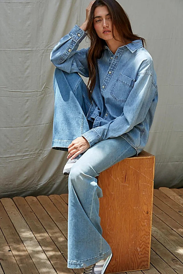 Lightweight Denim Button Up Shirt