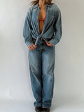 Sleeveless chambray shirt with a full button front