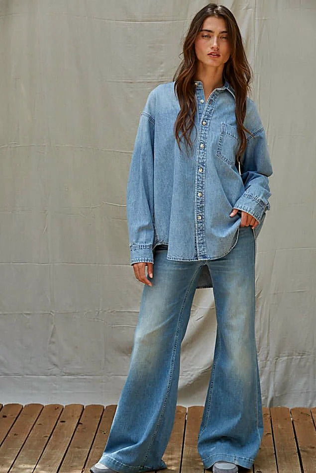 Lightweight Denim Button Up Shirt