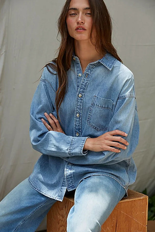 Lightweight Denim Button Up Shirt